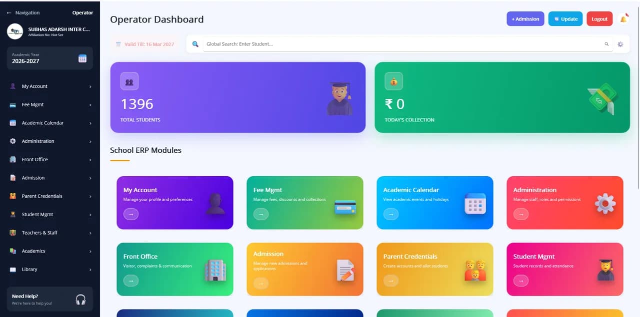 eSchool Admin App — Windows desktop app screenshot