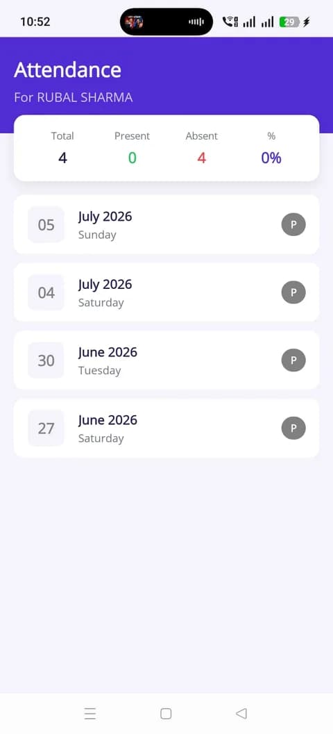 eSchool app screenshot — Student Attendance