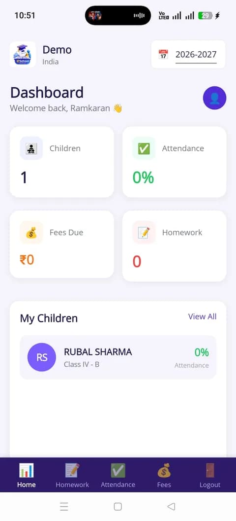 eSchool Parents App — real app screenshot