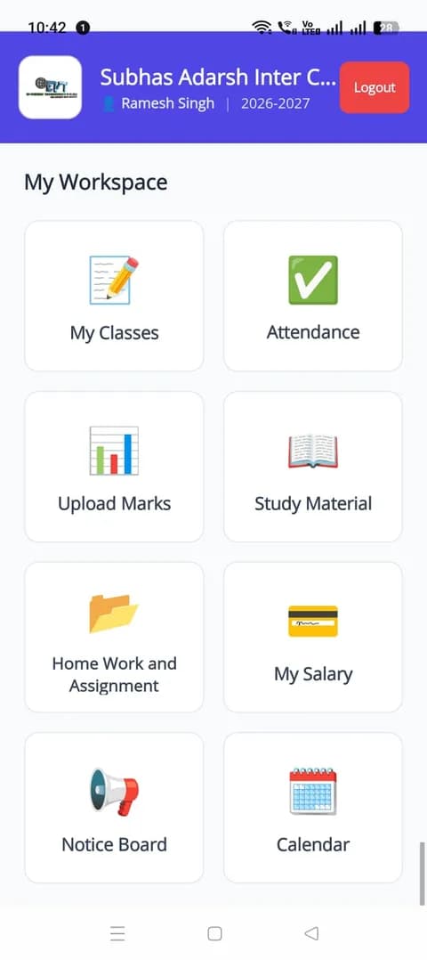 eSchool Teacher App — real app screenshot