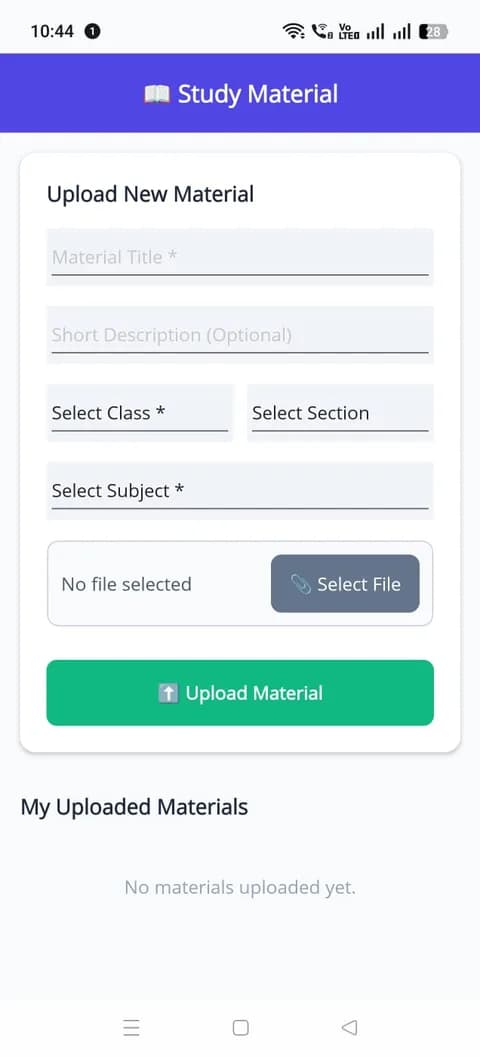 eSchool app screenshot — Study Material